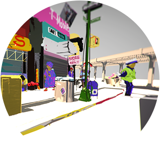 VR 3d rendering of city street