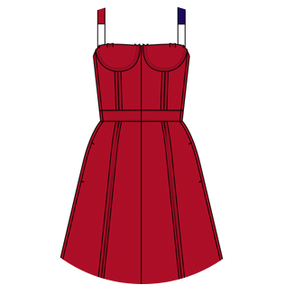 Sketch of a red dress designed for the Tommy Hilfiger project