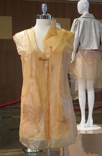 clothing made from kombucha on dress form