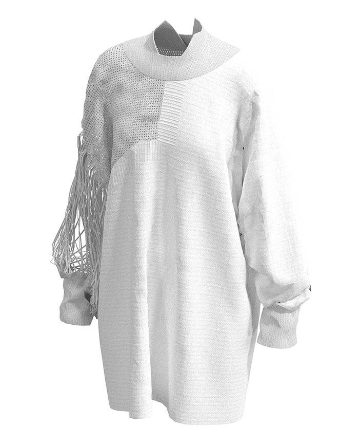 3d rendering of white oversized sweater dress