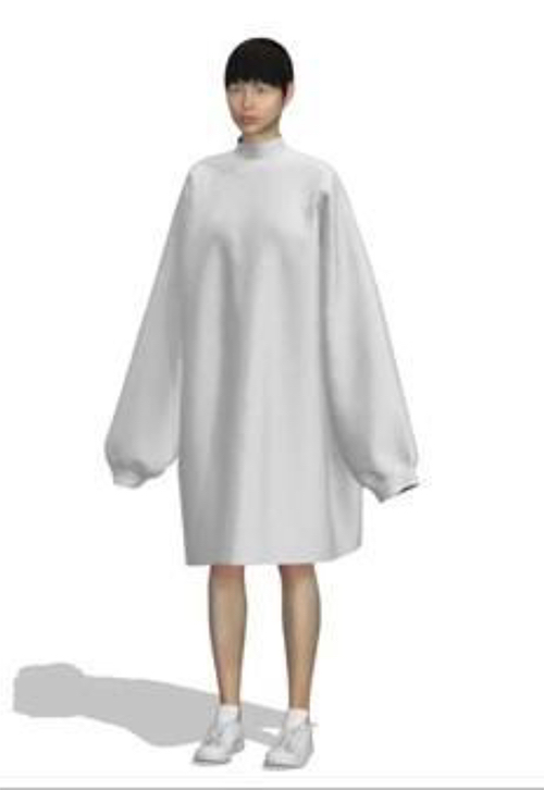 3d render of woman wearing oversized long sleeve sweater dress