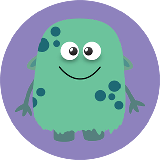 smiling green monster cartoon character