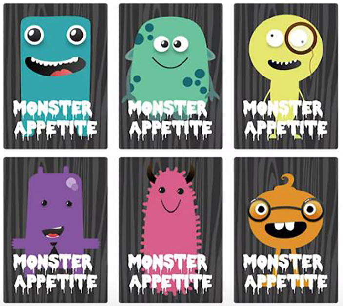 monster cartoon characters on Monster Appetite mobile app